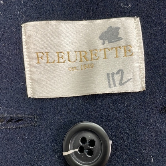 Fleurette Double Breasted 100% Wool Peacoat in Midnight Navy Blue Sz 2 - Picture 10 of 13